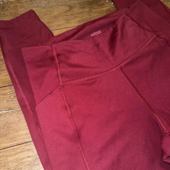 Girlfriend Collective Wine Colored High Waist Ankle Leggings with Pockets Medium - Picture 2 of 5